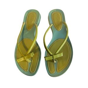 Cole Haan Womens Leather Bow Flip Flops Green size 10B
